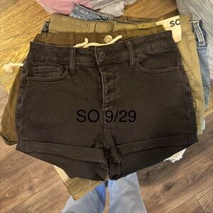 SO Black High-Rise Button-Fly Denim Shorts